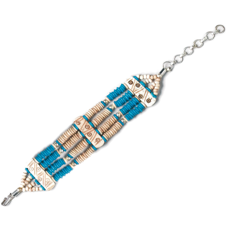 Bracelet en os beige-turquoise