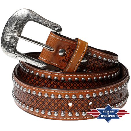 Ceinture cuir marron Clous