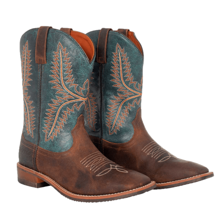 Bottes de travail western cuir bleu